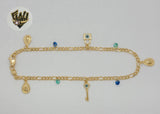 (1-0117) Gold Laminate - 3mm Figaro Link Charms Anklet - 10" - BGF - Fantasy World Jewelry