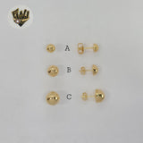 (1-1064) Gold Laminate - Half Stud Earrings - BGF