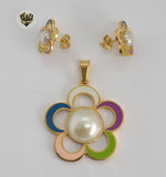 (4-9001) Stainless Steel - Colorful Flower Set. - Fantasy World Jewelry