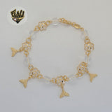 (1-0623) Laminado de oro - Pulsera con dijes de 9 mm - 7,5" - BGO