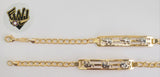 (1-0572) Gold Laminate Bracelet-9mm Curb Link Bracelet w/Plate -7.5''-BGF - Fantasy World Jewelry