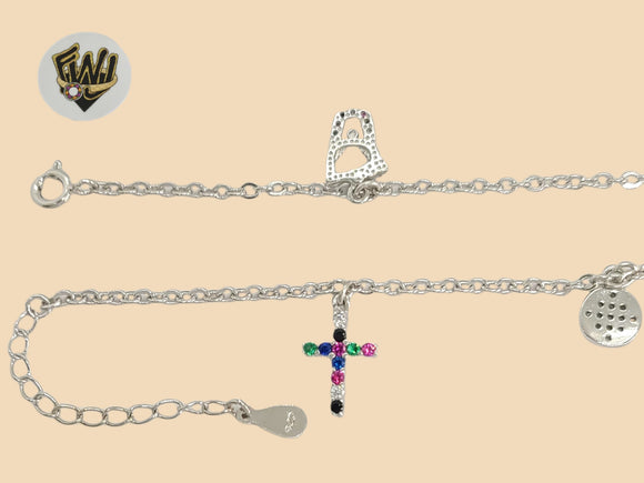 (2-0167) 925 Sterling Silver - 2mm Charms Anklet - 10