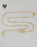 (1-3318-1) Gold Laminate - 2.5mm Guadalupe Virgin Rosary Necklace - 18" - BGF