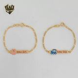 (1-0947) Gold Laminate - 2.5mm Figaro Link Plate Kids Bracelet - 5.5" - BGF