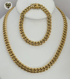 (4-7159) Stainless Steel - 8mm Curb Link Men Set - 24''. - Fantasy World Jewelry