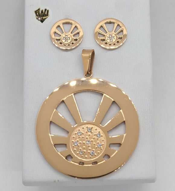 (4-9099) Stainless Steel - CZ Circle Set. - Fantasy World Jewelry