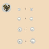 (2-3185) 925 Sterling Silver - Plain Ball Stud Earrings. - Fantasy World Jewelry