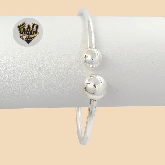 (2-0690) 925 Sterling Silver - 3mm Open Classic Balls Bangle - 2.1/2