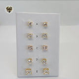(1-1081) Gold Laminate - Zircon Stud Earrings - BGO - Fantasy World Jewelry