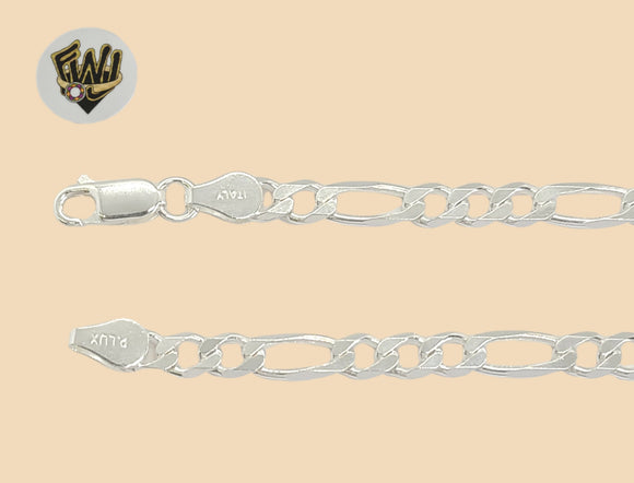 (2-0104) 925 Sterling Silver - 5mm Figaro Anklet - 10