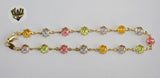 (1-0128) Gold Laminate - 8mm Multicolor Stone Anklets - 10" - BGF - Fantasy World Jewelry
