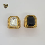 (4-0078) Stainless Steel - CZ Men Ring. - Fantasy World Jewelry