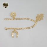(1-0722) Gold Laminate - 4.5mm Figaro Link Charms Bracelet - 7.5" - BGF