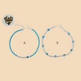 (2-0321) 925 Sterling Silver - 3mm Evil Eye Bracelet. - Fantasy World Jewelry