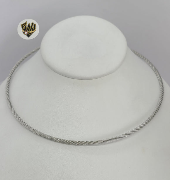 (4-7063) Stainless Steel - 3mm Rigid Rope Necklace - 16