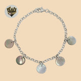 (2-0461) 925 Sterling Silver - 3.6mm Rolo Link Charms Bracelet. - Fantasy World Jewelry