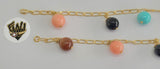 (1-0907) Gold Laminate - 3mm Paper Clip Link w/ Charms Bracelet - 7.5" - BGF - Fantasy World Jewelry