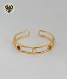 (1-4057-1) Gold Laminate - 10.5mm Stones Open Bangle - BGO