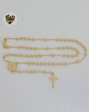 (1-3359) Gold Laminate - 3.5mm Beads Rosary Necklace - 18'' - BGF. - Fantasy World Jewelry