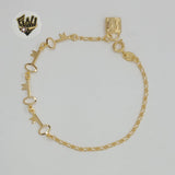 (1-0481) Gold Laminate - 2mm Figaro Link Keys Bracelet - BGF - Fantasy World Jewelry