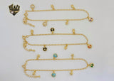 (1-0174-1) Gold Laminate - 2mm Figaro Link Charms Anklet - 9.5" - BGO