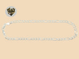 (2-0103) 925 Sterling Silver - 4mm Figaro Anklet - 10" - Fantasy World Jewelry