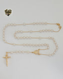 (1-3312) Gold Laminate - 5mm Guadalupe Virgin Rosary Necklace - 24" - BGF.