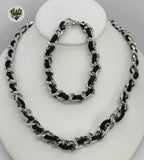 (4-7132) Stainless Steel - 9mm Alternative Link Men Set - 22''. - Fantasy World Jewelry