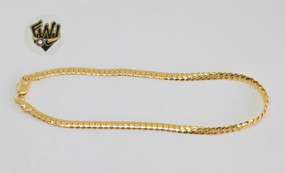 (1-0029) Gold Laminate - 4 mm Cuban Anklets - 10