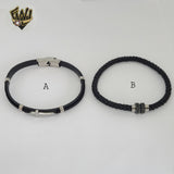 (MBRA-16-Q) Stainless Steel - Leather Men Bracelet.