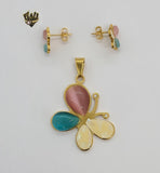 (4-9016) Stainless Steel - Colorful Butterfly Set. - Fantasy World Jewelry