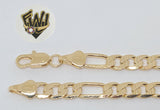 (1-0406) Gold Laminate - 5.5mm  D/C Figaro Bracelet - 7.5'' - BGF - Fantasy World Jewelry