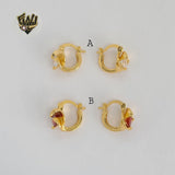 (1-2632-3) Gold Laminate - Small Zircon Flower Hoops - BGO