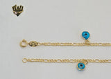 (1-0229) Gold Laminate - 2.5mm Figaro Anklet with Charms - 10" - BGF - Fantasy World Jewelry