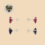 (2-3069) 925 Sterling Silver - Heart Zircon Stud Earrings. - Fantasy World Jewelry