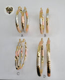 (1-2766) Gold Laminate - Three Tone Hoops - BGO - Fantasy World Jewelry