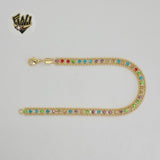 (1-0860) Laminado de oro - Brazalete de bolas alternativas de 5,5 mm - 8" - BGO