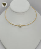 (1-6310) Gold Laminate - Rigid Pearl Necklace - BGO - Fantasy World Jewelry