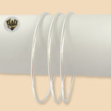 (2-0621) 925 Sterling Silver - 3mm Classic Plain Bangle - 2.1/2" - Fantasy World Jewelry