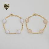 (1-0902) Pulsera de cuentas de eslabones curvos de 3 mm, laminada en oro, 19 cm - BGF