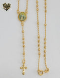 (1-3326) Gold Laminate - 2.5mm Beads Rosary Necklace - 18''- BGO. - Fantasy World Jewelry