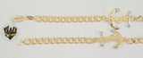 (1-60060) Gold Laminate -7mm Curb Link Men Bracelet w/Anchor- 8" - BGF - Fantasy World Jewelry