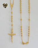 (1-3317) Gold Laminate - 4mm Miraculous Virgin Rosary Necklace - 18" - BGO