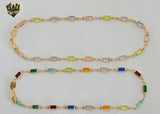 (1-0122) Gold Laminate - 3mm Multicolor Zircon Anklet - 10" - BGF - Fantasy World Jewelry