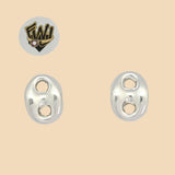 (2-3236) 925 Sterling Silver - Puff Marine Stud Earrings. - Fantasy World Jewelry