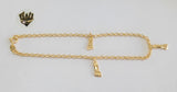 (1-0197) Gold Laminate - 3mm Rolo Anklet w/Charms - 10" - BGF - Fantasy World Jewelry