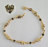 (1-0565) Gold Laminate Bracelet-6mm Alternative Link Bracelet with Crystals -7''-BGO - Fantasy World Jewelry