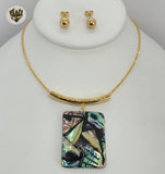 (4-7076) Stainless Steel - 2mm Abalone Set - 18". - Fantasy World Jewelry