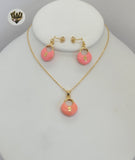 (1-6142) Gold Laminate- Pink Color Set - BGF - Fantasy World Jewelry