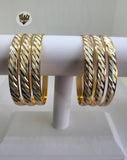(1-4034) Gold Laminate - 7.5mm Two Tones Bangles - BGO - Fantasy World Jewelry
